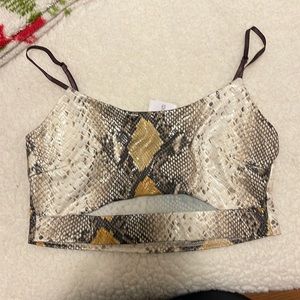Snakeskin cropped tank with cutout